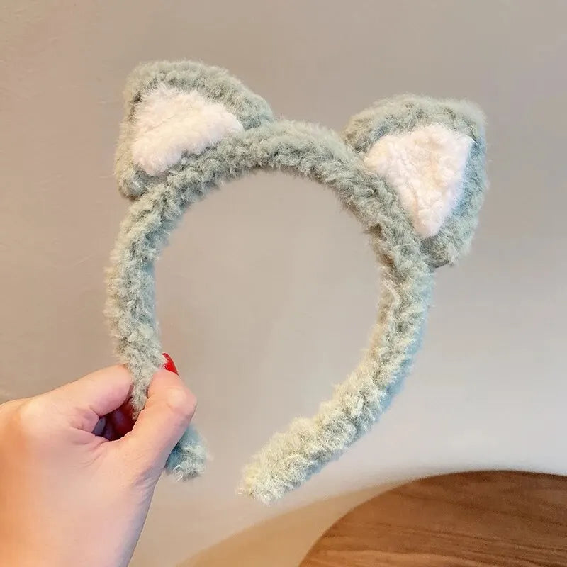 Kawaii Plush Cat Ear Hair Band 🎀✨ | Cute & Soft Headband for Makeup & Face Washing 🐱💖