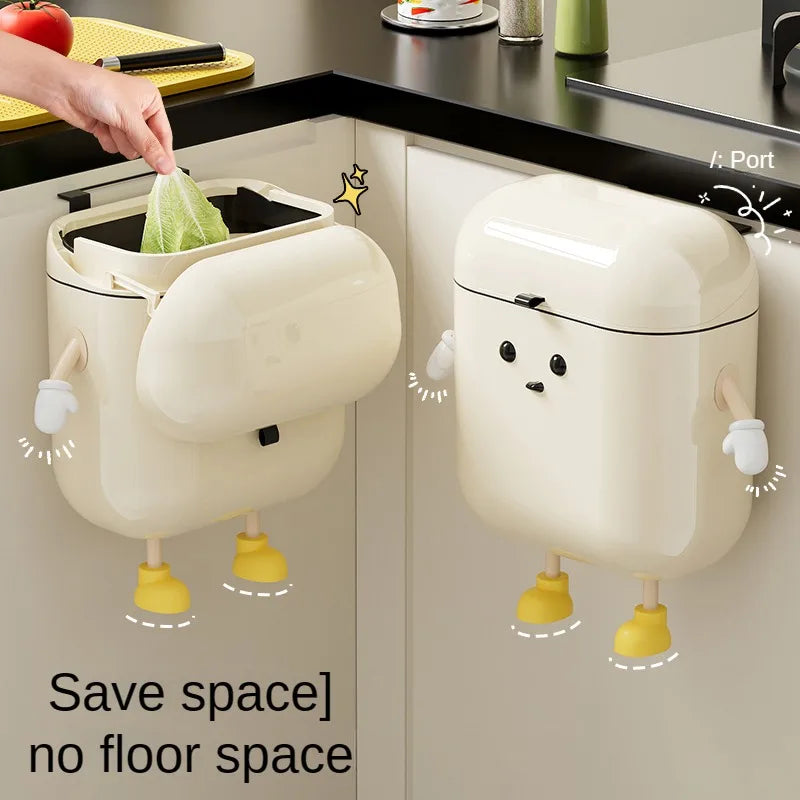 Kawaii Creamy Wall-Mounted Trash Can π¦β¨ | 9L/12L Adorable Kitchen & Bathroom Waste Solution ποΈπ