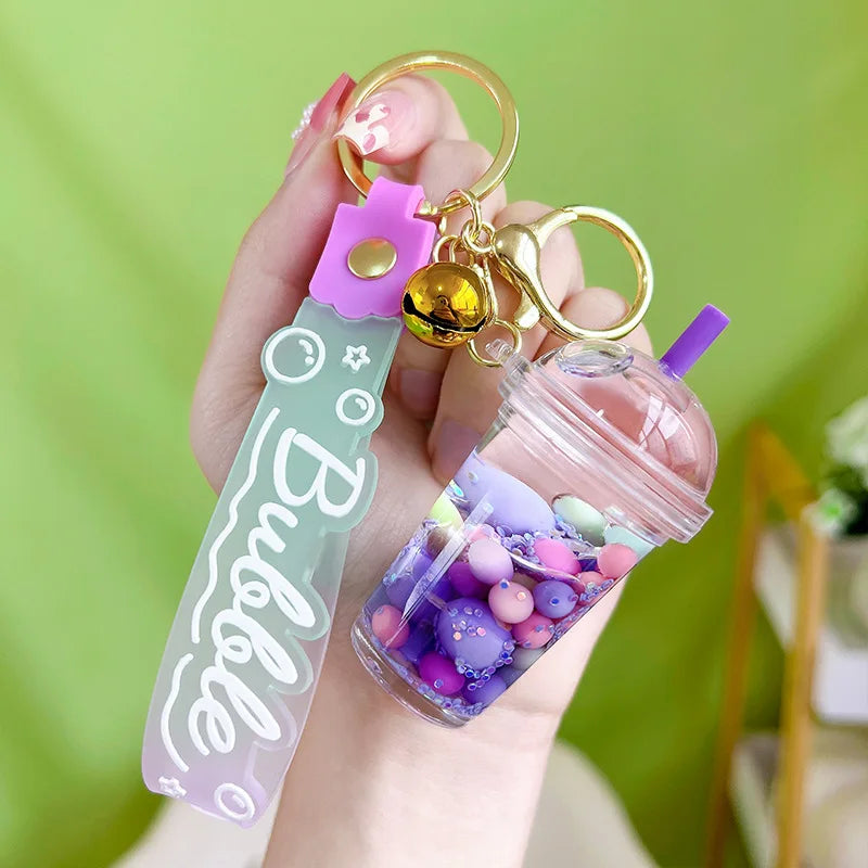 π±β¨Adorable Kitty Tea Cup Liquid Keychain ππ Floating Quicksand Joy! Perfect Pendant for Girls & Backpacks! ππ