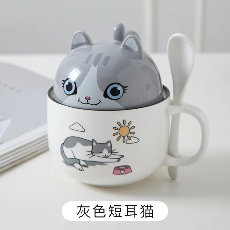 Kawaii Shiba Inu & Cat Ceramic Mug 🐕🐈 - Adorable Cartoon Cup for Cozy Tea & Coffee ☕️💖