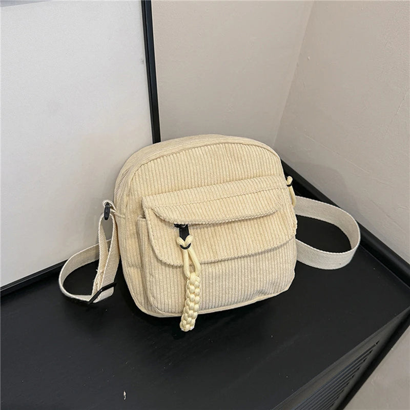 π Adorable Corduroy Crossbody Cutie πβ¨ Small Square Shoulder Bag for Trendy Adventures π - Pixie Quill