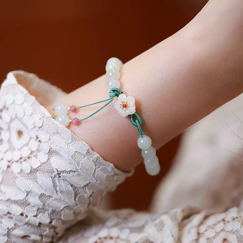 Charming Kawaii Peach Blossom Woven Bracelet πΈβ¨