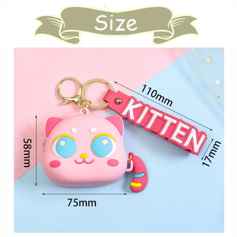 Kawaii Cat Silicone Coin Purse & Keychain - Adorable Mini Wallet for Kids and Women πΎβ¨
