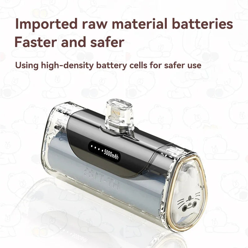 Kawaii 5000mAh Pet Power Bank πΎπ Mini Capsule Fast Charge for iPhone & Type-C! πβ¨