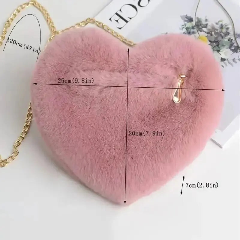 π Adorable Heart Plush Crossbody Bag π Cute Zipper Purse for Valentine's Day π