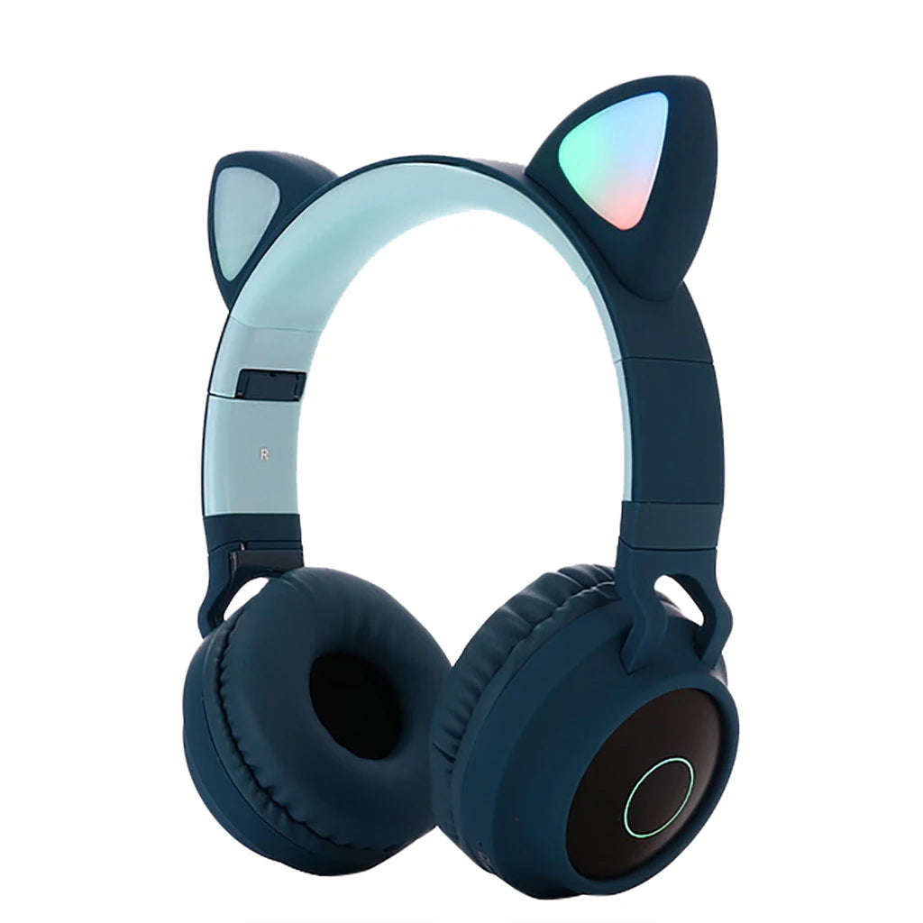Kawaii Cat Ear Bluetooth Headphones π§π LED Light-Up Earphones with Mic for Girls & Kids - Perfect Gift! πβ¨