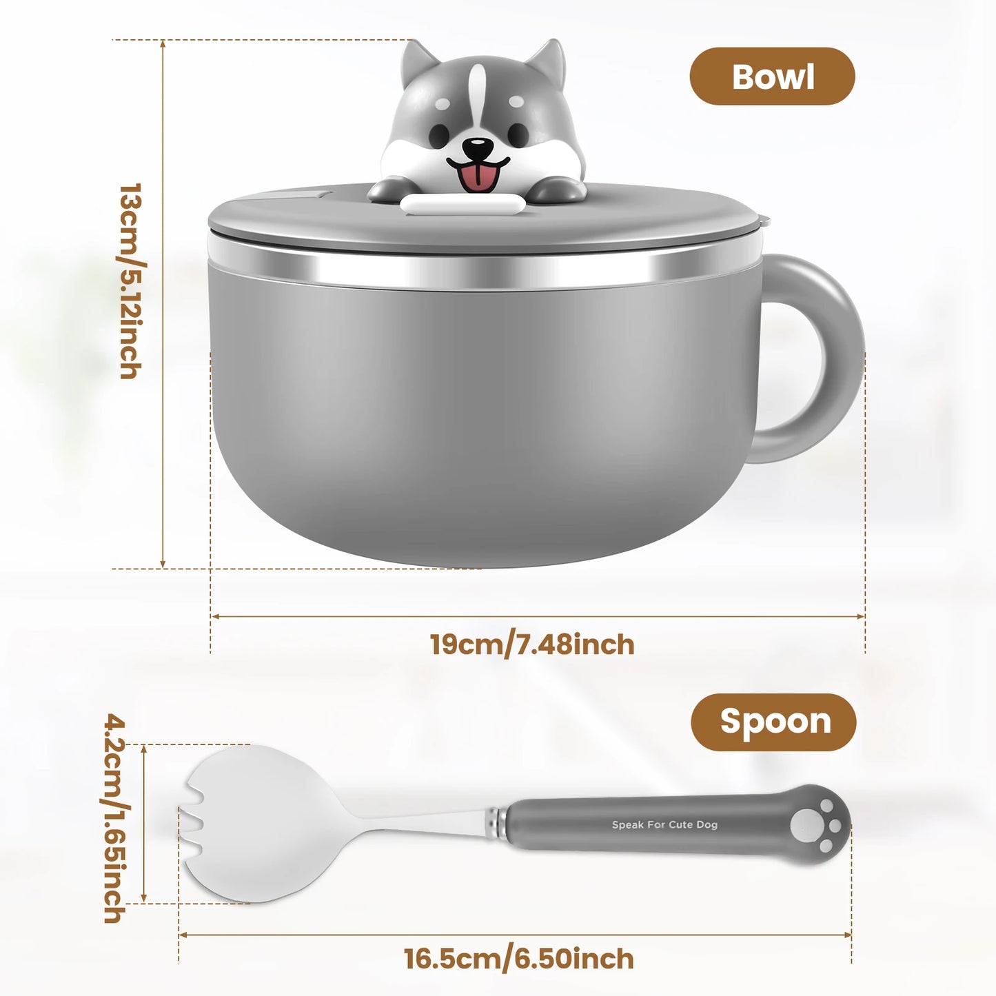 Kawaii 1200ml Stainless Steel Ramen Bowl πβ¨ with Cute Lid & Steam Vent - Perfect for Noodles, Soup, & Lunch On-the-Go! ππ₯’