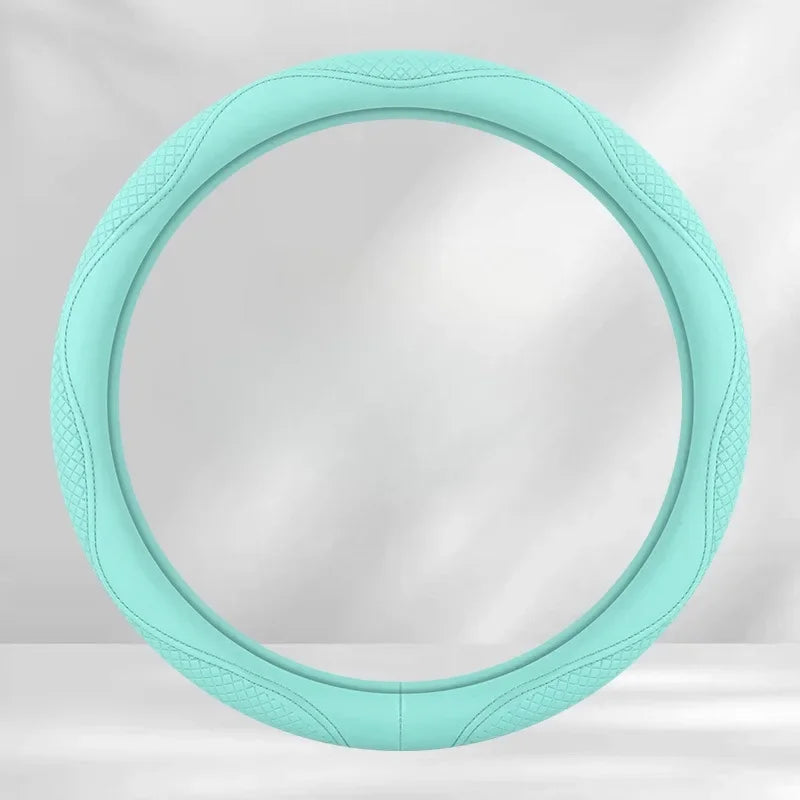 Kawaii Nappa Leather Steering Wheel Cover 🎀✨ | Cute & Stylish Universal Car Accessory for All Seasons 🚗💖