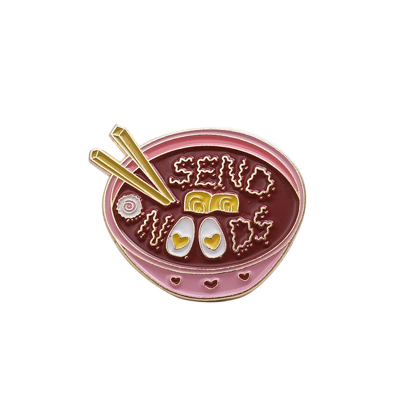 Kawaii Noodle Love πβ¨ Enamel Pin - Cute Ramen Brooch for Backpacks & Jackets, Fun Accessory Gift for Kids & Friends! ππ