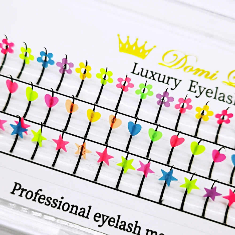 β¨ Rainbow Glitter Lashes - Kawaii Butterfly Star Individual Extensions for Magical Makeup! ππ
