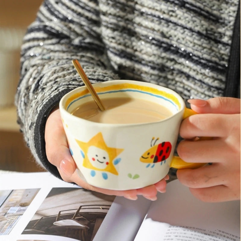 π Whimsical Hand-Painted Moon Mug β Kawaii Breakfast Cup for Tea & Coffee βοΈ Perfect Gift Idea! π