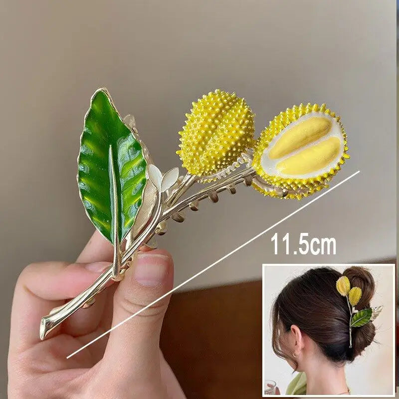 πΈβ¨ Sweet Floral Durian Hair Claw Clip - Adorable Ponytail Grabber for Trendy Girls! πΌπ