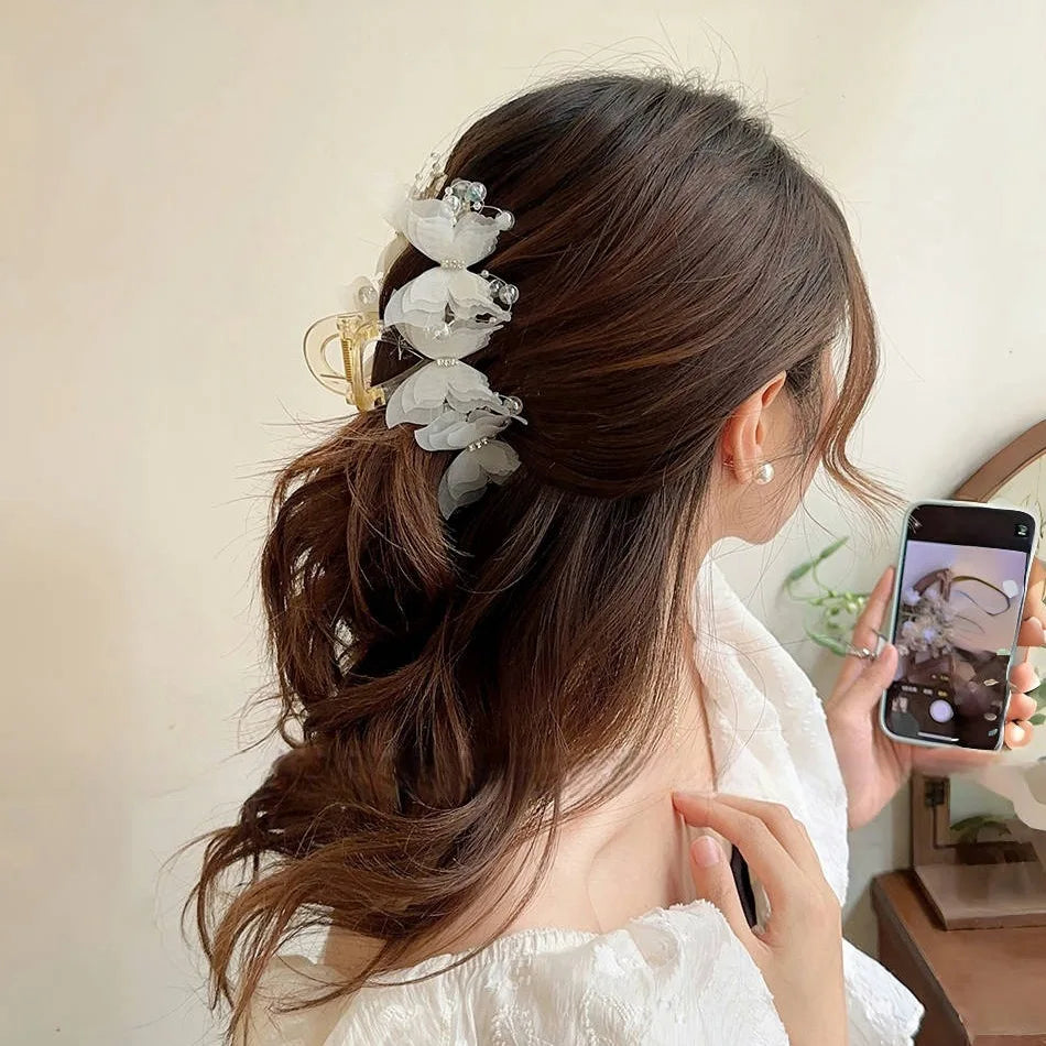 β¨ Charming Pearl Bow Butterfly Hair Clips π¦π Sweet Crab Claw Ponytail Accessories for Women π