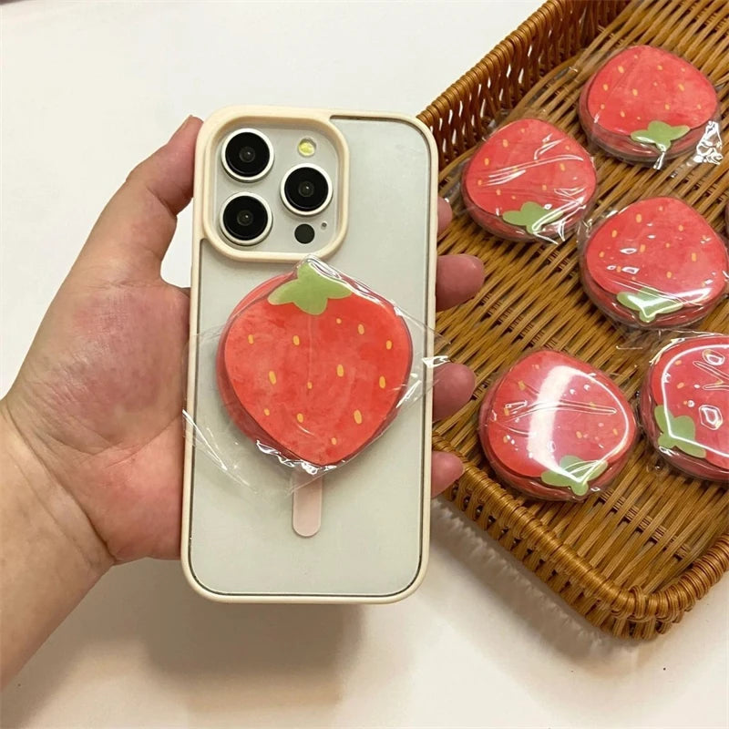 π Adorable Strawberry Grip Tok: Cute Magnetic Phone Stand for iPhone 15 & More! π±β¨ - Pixie Quill