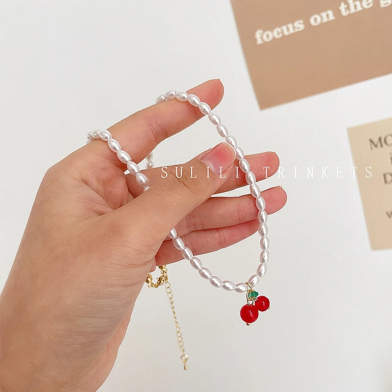π Adorable Cherry Charm Choker Necklace πΈβ¨ - Perfect for Parties & Gifts! ππ