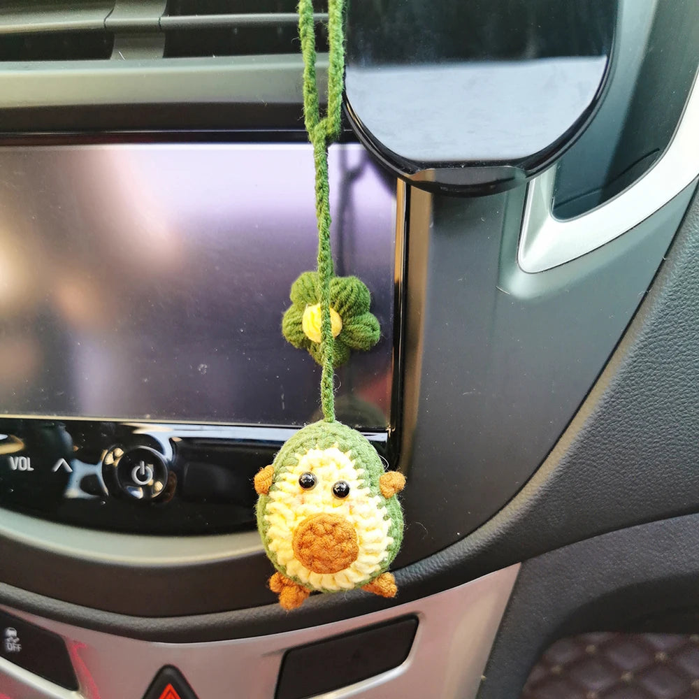 Kawaii Avocado Flower Car Charm π | Cute Hanging Decor for Teens πβ¨ | Adorable Rear View Mirror Accessory πΈπ