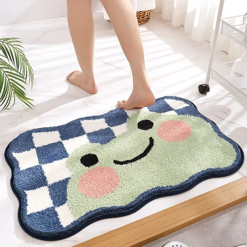 Kawaii Frog & Bear Plush Bath Mat πΈπ§Έ | Non-Slip, Ultra-Absorbent Bathroom Rug for Cozy Decor! πβ¨