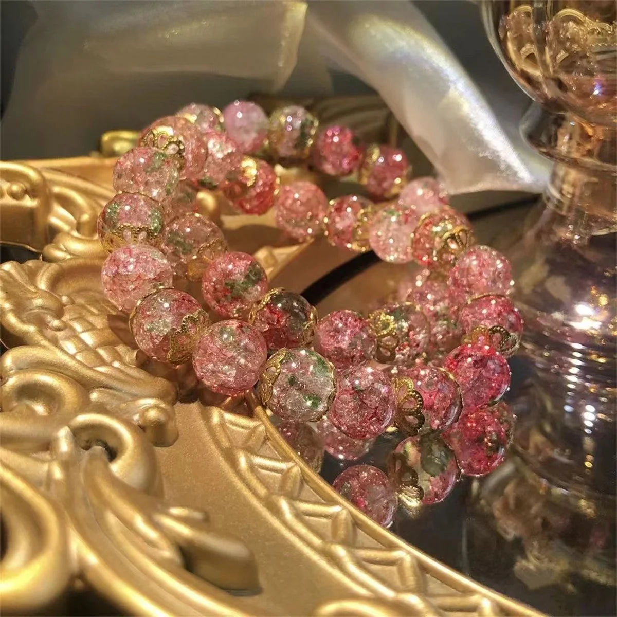 πΈ Kawaii Cherry Blossom Crystal Bracelet πΈ | Elegant Beaded Charm Jewelry for Girls πβ¨