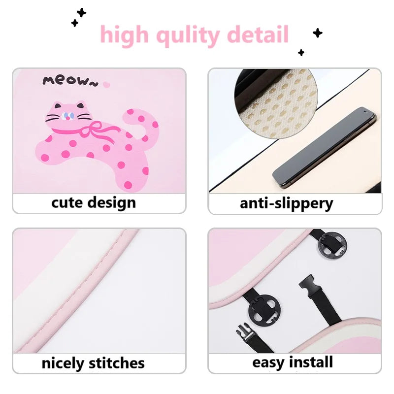 Cute Pink Heart-Shaped Plush Car Neck Pillow 💖✨ | Kawaii Headrest Cushion for Girly Car Decor 🚗💕