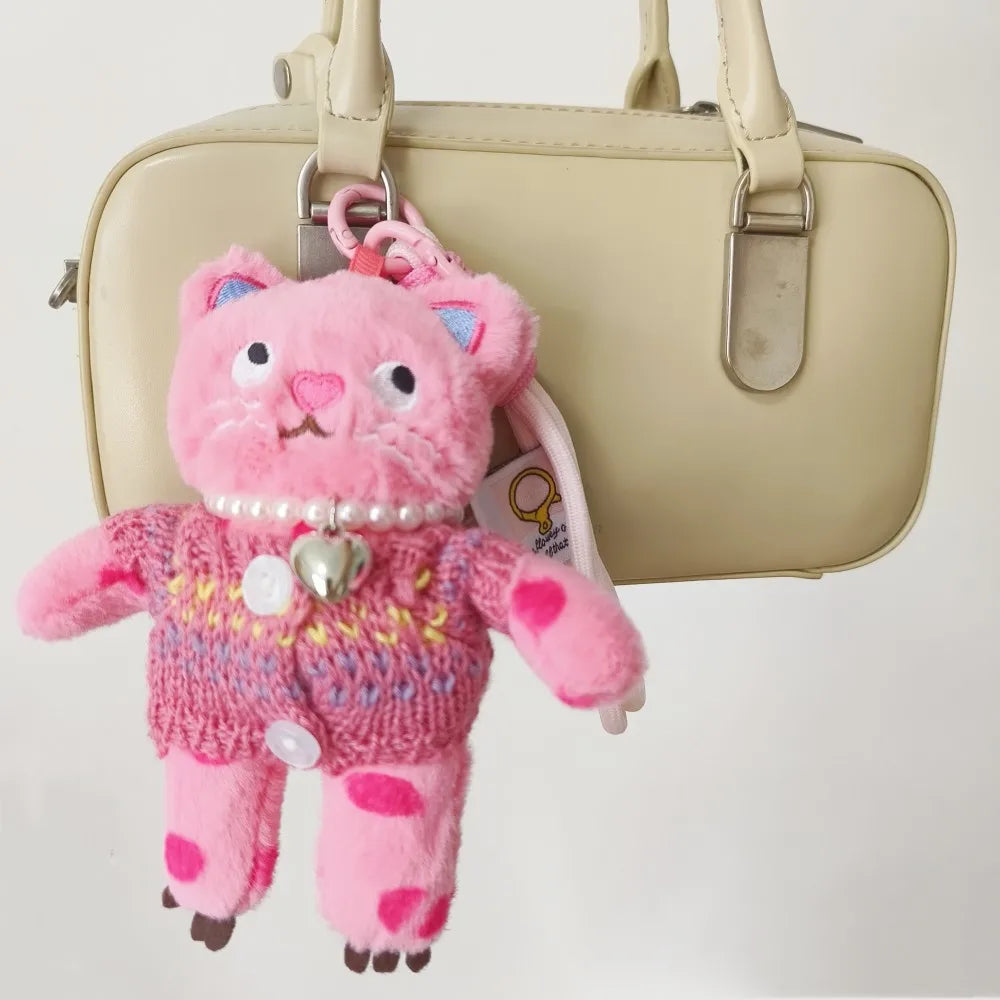 Pink Cat Plush Keychain Charm For Bags And Keys 15cm π±π