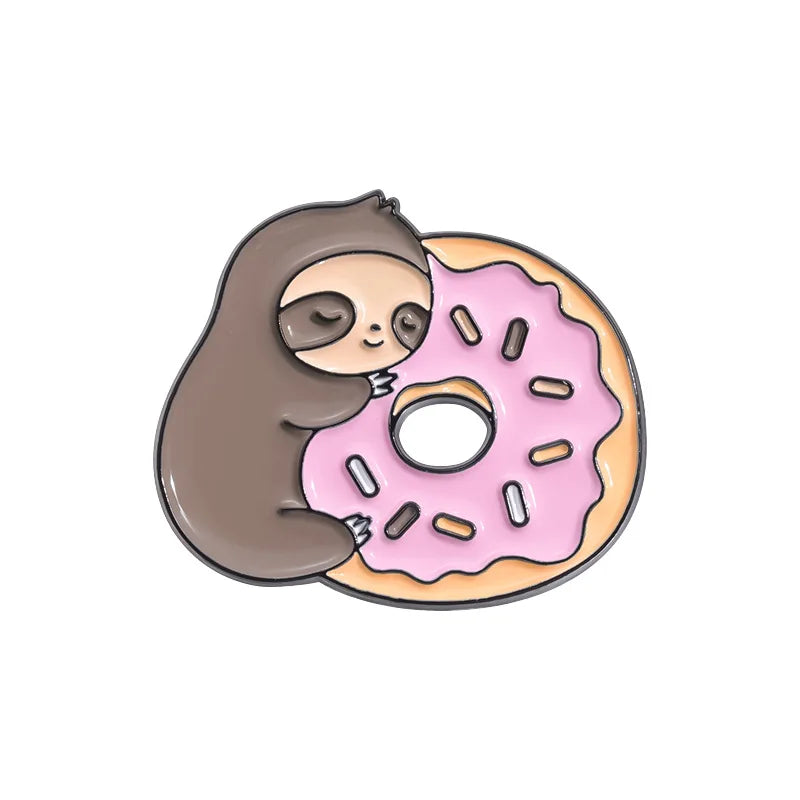 Kawaii Lazy Sloth Enamel Pin π©βοΈ - Cute Brooch for Bags & Clothes π¦₯β¨ - Adorable Metal Jewelry Gift!