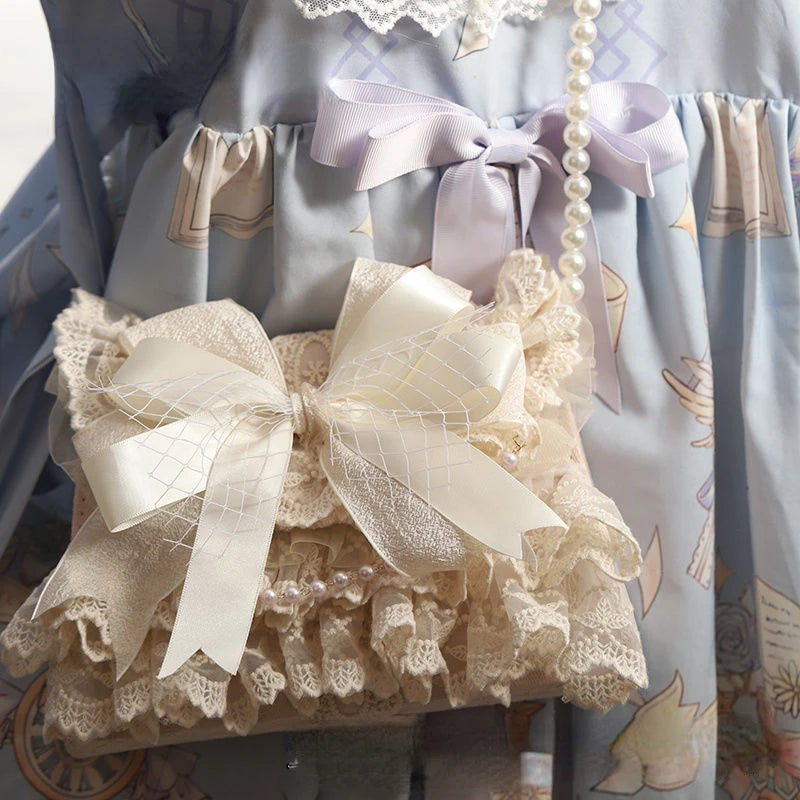 Kawaii Fairy Bow Crossbody Bag πβ¨ - Y2k Elegant Pearl Chain Handbag for Whimsical Fashionistas ππΈ