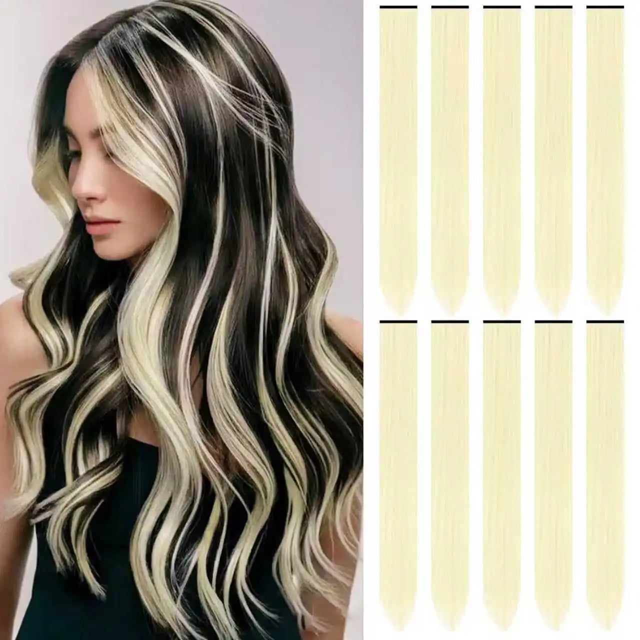 Pastel 22 Inch Colorful Clip In Hair Extensions Long Straight Party Highlights π