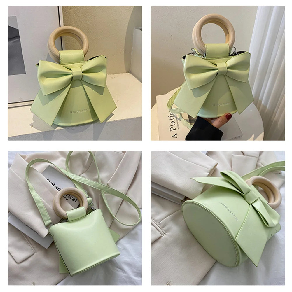 Kawaii Bow Tie Mini Bucket Bag πβ¨ | Cute Leather Crossbody Handbag for Sweet Fashionistas ππ