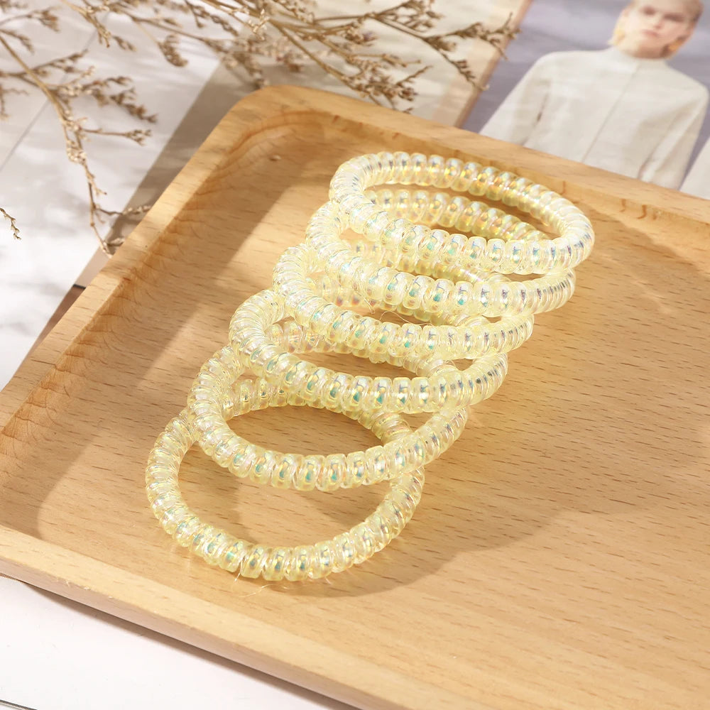 πβ¨ Adorable Spiral Hair Coils - 6pc Colorful Jelly Hair Ties for Trendy Tails! πΈπ