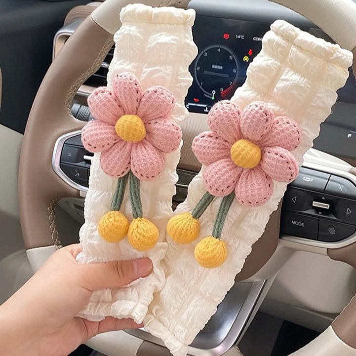 Kawaii Sunflower Car Seat Belt Cover πΌβ¨ Cute Car Accessories & Decor