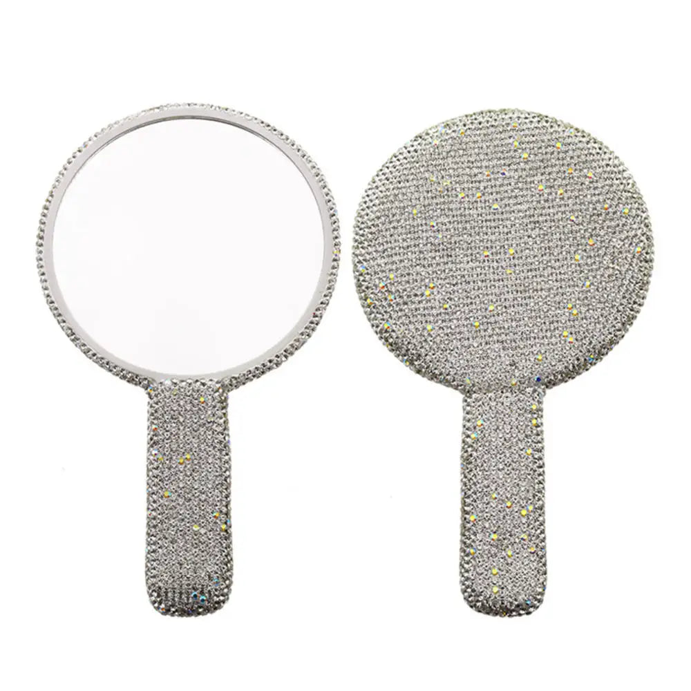 Kawaii Sparkle Heart Makeup Mirror πβ¨ - Travel-Friendly Bling Handheld Beauty Accessory!
