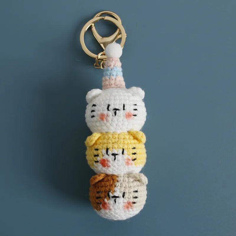 Handmade Kitten Crochet Keychain For Backpack Cute Cat Doll Pendant 🧶🐾