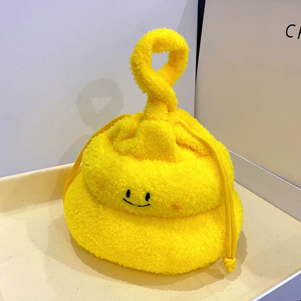 Kawaii Plush Poop Handbag 🎉✨ - Adorable Drawstring Wrist Bag for Fun Outings & Parties! 👜💖