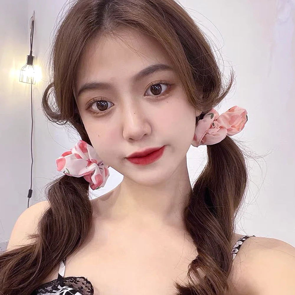 Kawaii Floral & Polka Dot Scrunchies Set πΈβ¨ | 5 Cute Elastic Hair Ties for Teens & Girls! ππ