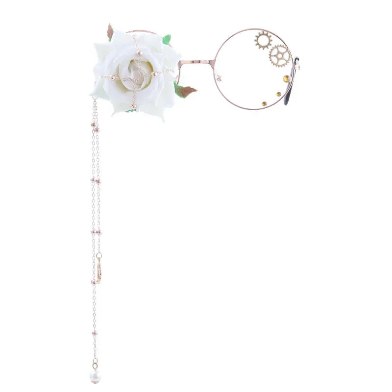 Kawaii Round Glasses with Sakura Chain πΈβ¨ Cute Retro Eyewear for Cosplay & Daily Wear ππ