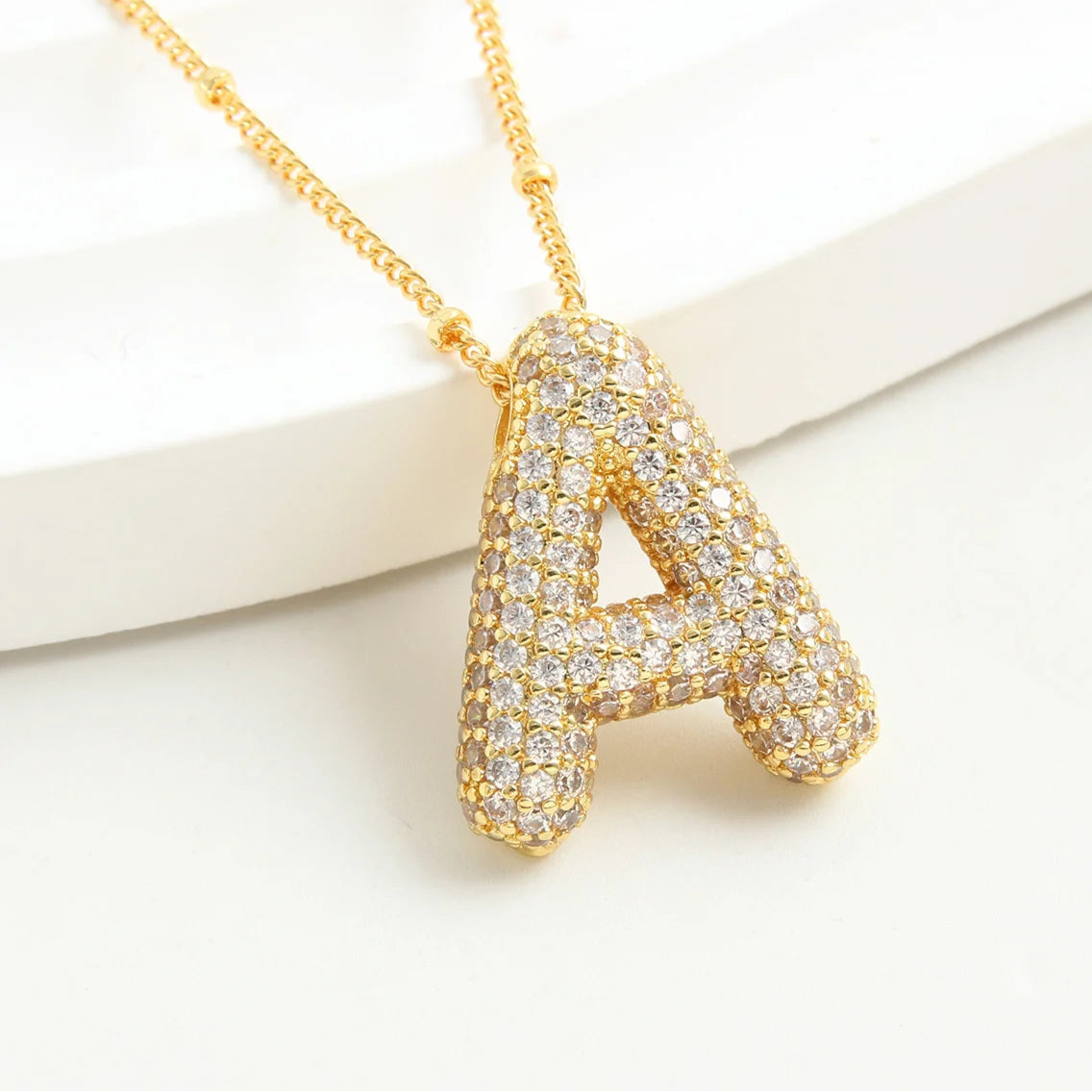 Kawaii Gold Plated Balloon Letter Necklace πβ¨ | Chunky Initial Pendant Jewelry for Trendy Women π©βπ€π