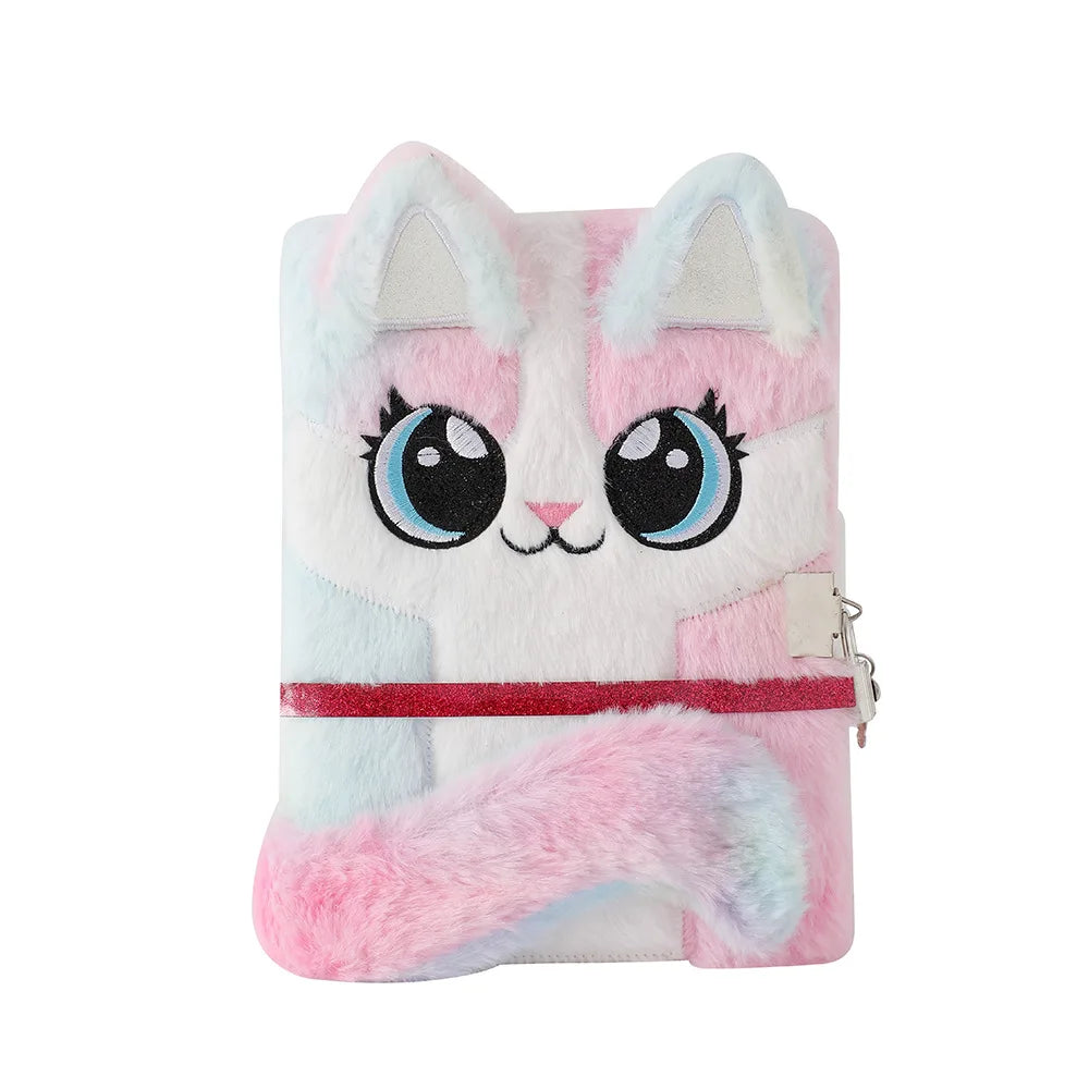 Kawaii Cat Plush Notebook πΎβ¨ | Cute A5 Lock Diary with Adorable Cat Ears π±π | Perfect School Stationery!