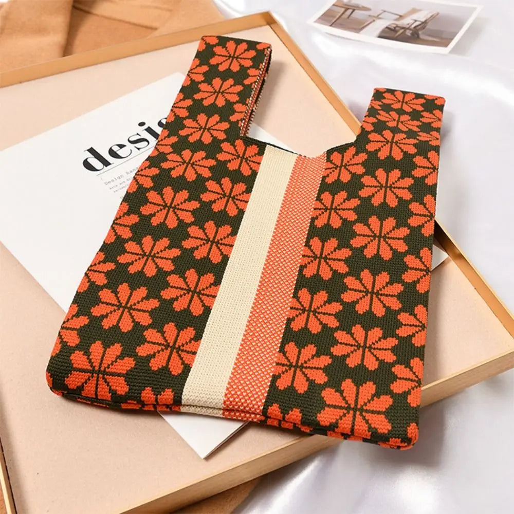 Kawaii Floral Knit Wrist Bag πΈβ¨ | Adorable Mini Tote for Chic Students & Casual Outings ππ