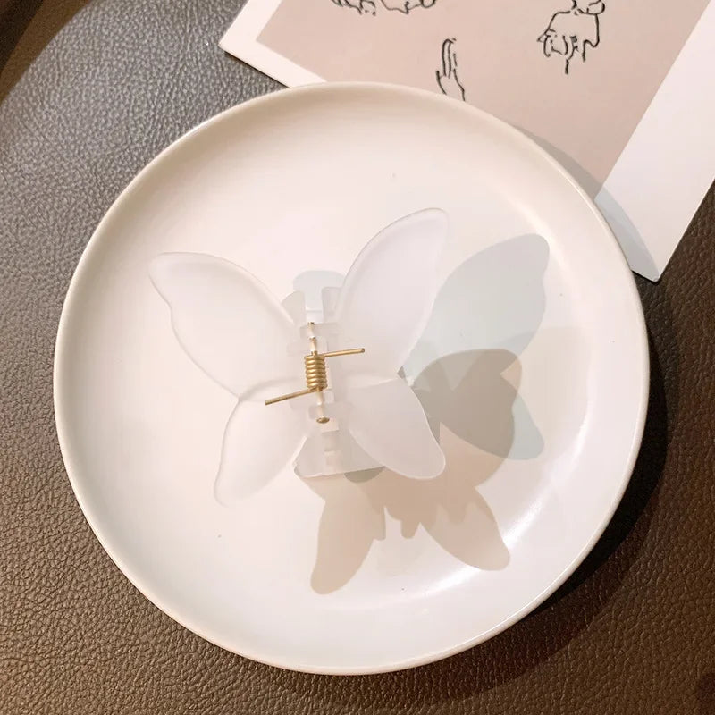 Kawaii Butterfly Hair Clips π¦β¨ | Cute Matte Clear Hair Claws for Women & Girls | Adorable Korean Hair Accessories πΈπ