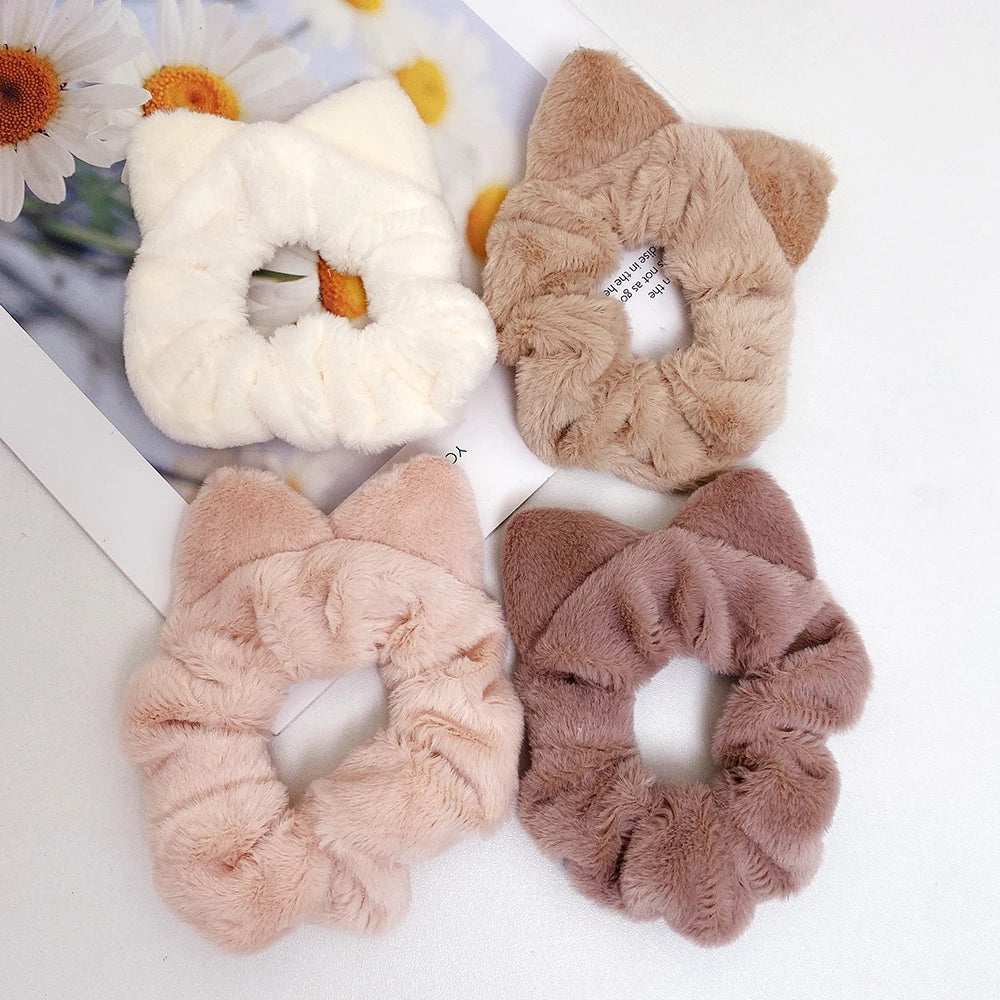 Kawaii Cat Ear Fluffy Hair Ties πΎβ¨ | Cute Ponytail Holders & Scrunchies for Women πΈπ