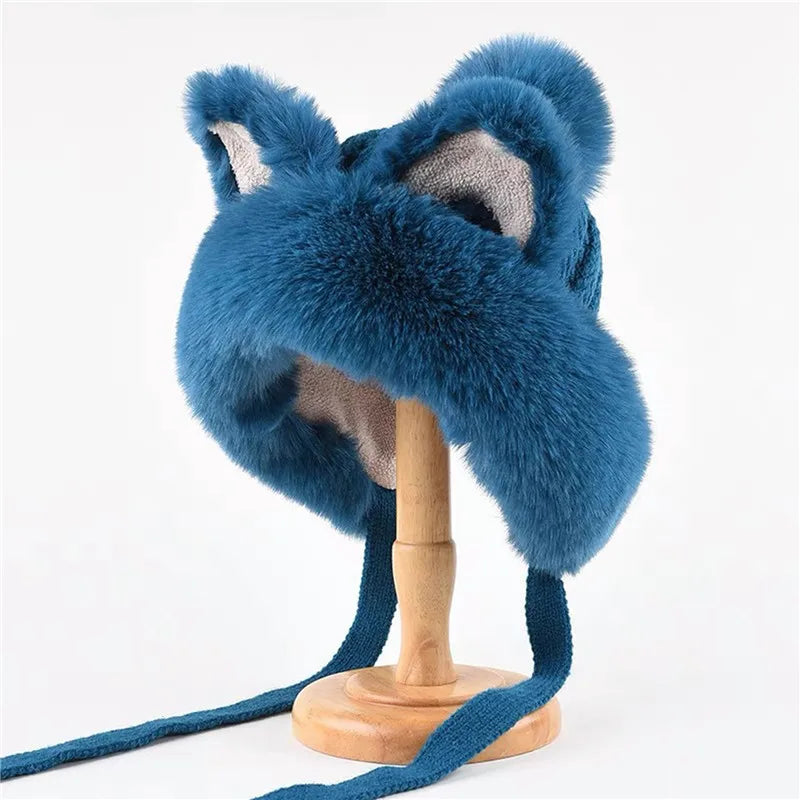 Kawaii Fox Ear Plush Hat π¦βοΈ Cozy Winter Warmth for Ladies!