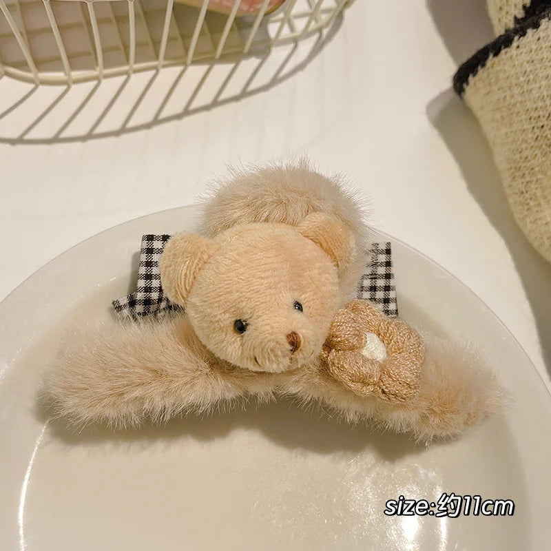 Adorable Kawaii Flower Crab Clips πΈβ¨ | Cute Bear Hair Claws for Women | Fashionable Plush Hair Accessories π»π