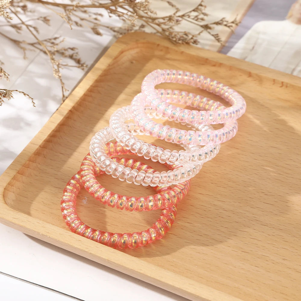 πβ¨ Adorable Spiral Hair Coils - 6pc Colorful Jelly Hair Ties for Trendy Tails! πΈπ