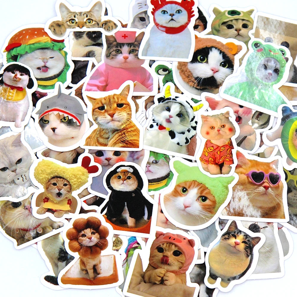 Kawaii Cat Sticker Fun! 🐱✨ 10/50/100pcs Adorable Cartoon Decals for Kids & Crafting 🎨 - Perfect for Laptops, Bikes, & More! 🌈