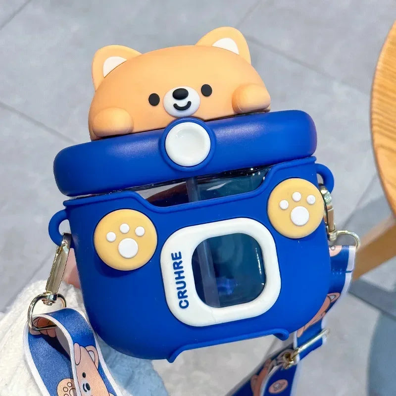 ⨠Cute Bear Water Bottle š 550ML Straw Cup for Kids š Fun Drinking Companion! š»š§ - Pixie Quill
