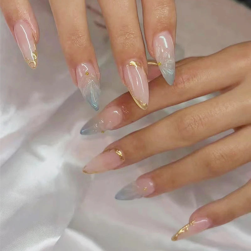 Kawaii 24Pcs Blush Pink Almond Press-On Nails πΈβ¨ with 3D Bow Knot Decor - Sweet Glossy Full Cover Tips for Creative Nail Art! ππ