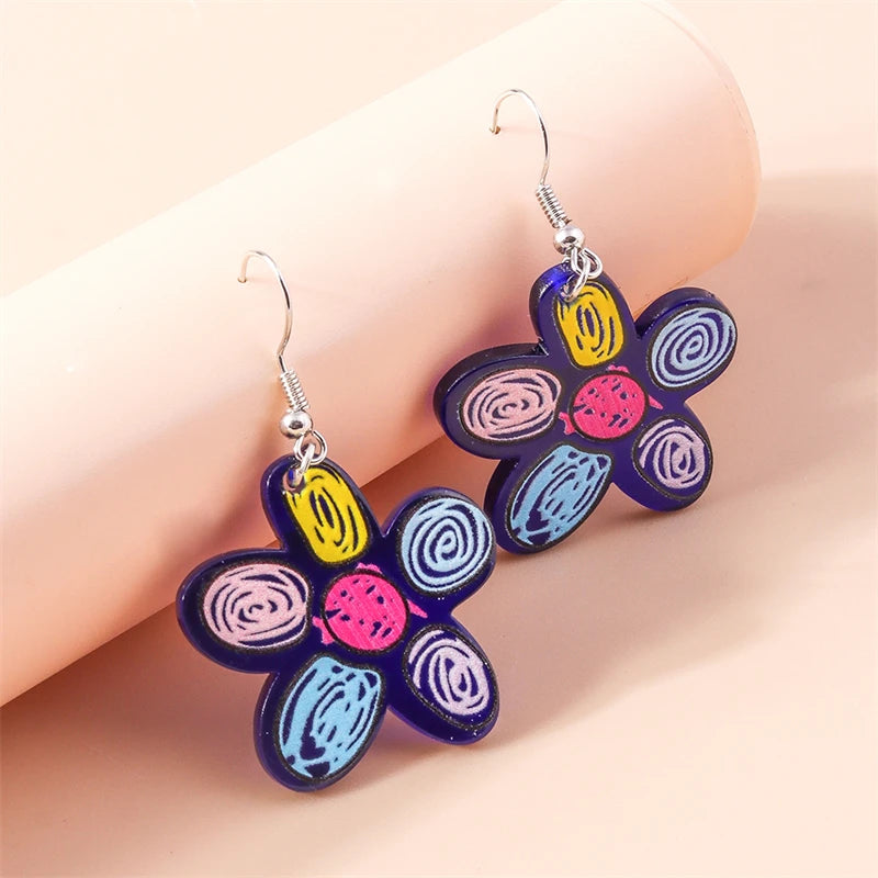 Kawaii Handmade Sunflower Drop Earrings ๐ผโจ | Cute Knitted Dangle Hooks for Party & Holiday Gifts ๐๐
