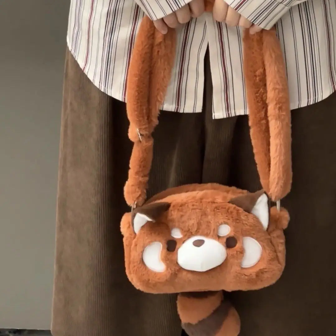 Adorable Panda & Raccoon Plush Crossbody Bag πΌπ¦β¨