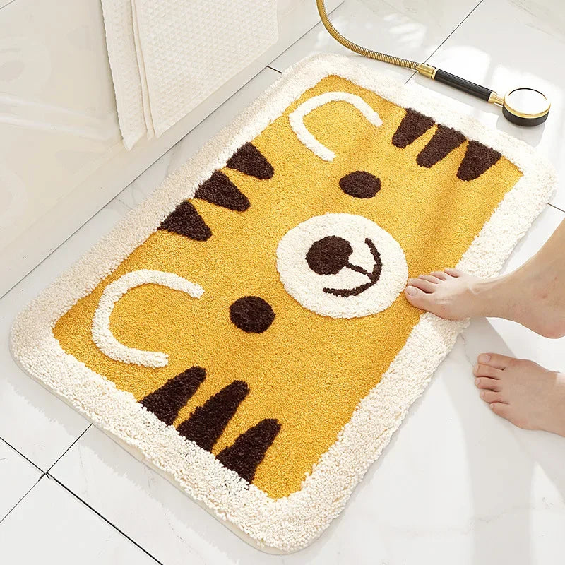 Kawaii Frog & Bear Plush Bath Mat πΈπ§Έ | Non-Slip, Ultra-Absorbent Bathroom Rug for Cozy Decor! πβ¨