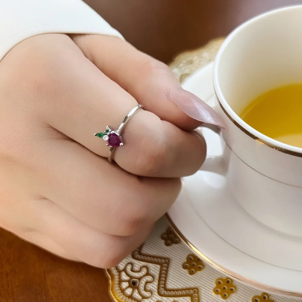 Kawaii Strawberry Love Ring ππ | Adorable 925 Sterling Silver Jewelry for Girls & Women | Perfect Gift for Any Occasion! πβ¨